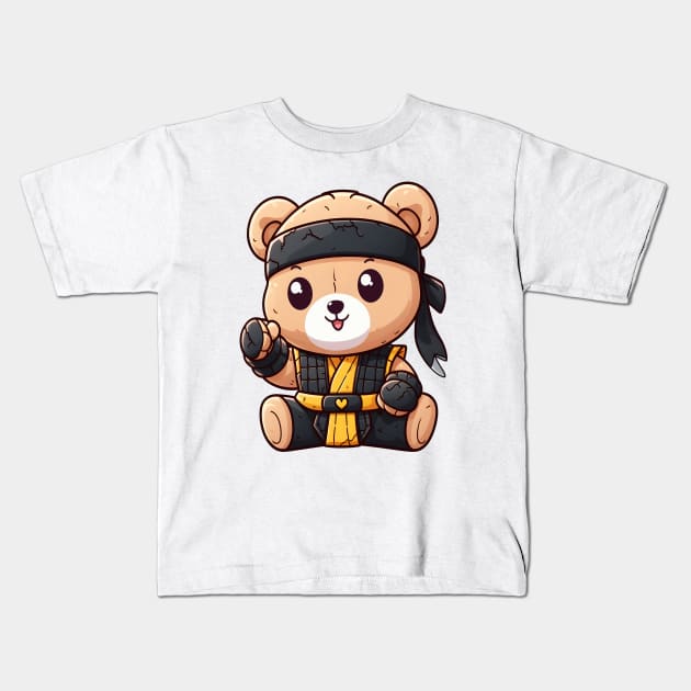 Cute Ninja Clan Bear Kawaii Kids T-Shirt by Teddy Club